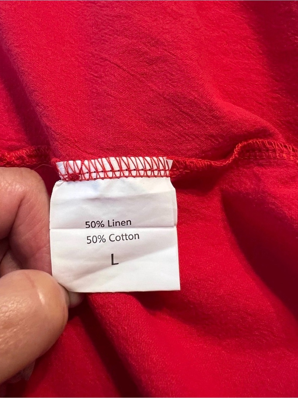 2 - Tops Bundle - 1- Red Linen/Cotton and 1-White Cotton Button Down Large - Picture 13 of 15